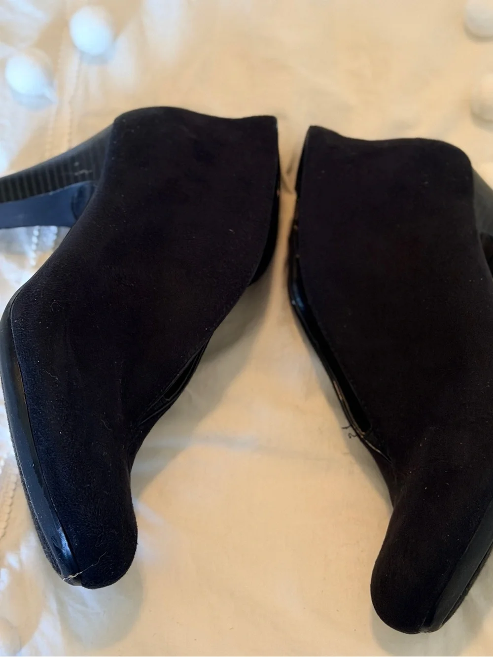 Black Suede V‑Cut Ankle Booties